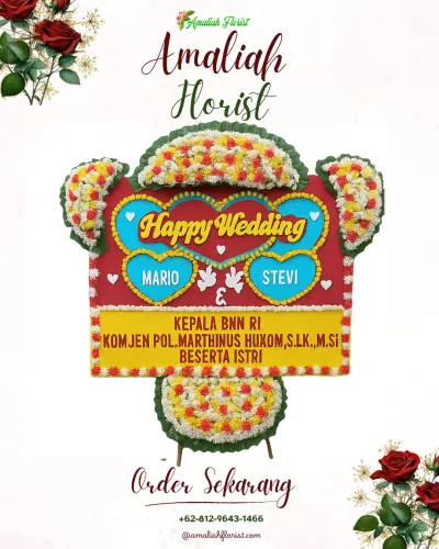Karangan Papan Bunga Pernikahan di Rogoselo